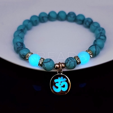 Synthetic Turquoise Stretch Bracelet PW-WG54122-04-1