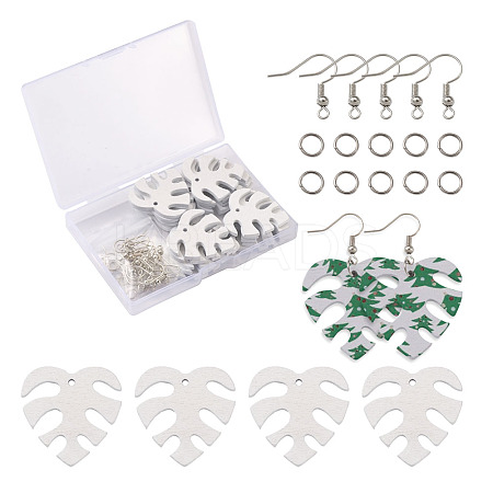 DIY Monstera Leaf Dangle Earring Making Kits DIY-TA0008-38-1