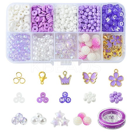 DIY Round Acrylic & Glass Beads Bracelets Jewelry Kits DIY-FS0006-29C-1