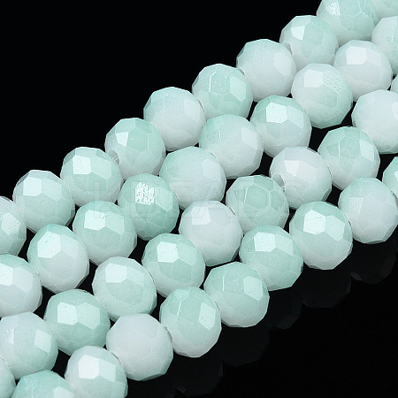 Two-Tone Imitation Jade Glass Beads Strands GLAA-T033-01B-04-1