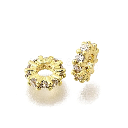 Brass Micro Pave Clear Cubic Zirconia Beads KK-K300-02B-G-1