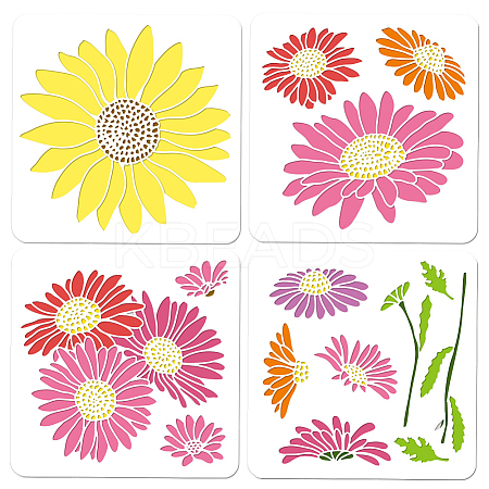 4Pcs 4 Styles PET Out Drawing Painting Stencils DIY-WH0416-0019-1