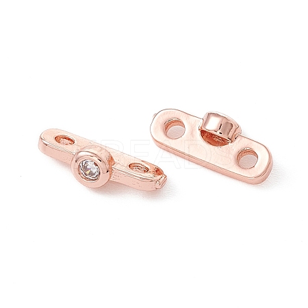 Rack Plating Brass Pave Clear Cubic Zirconia Connector Charms LS-KK-G433-04RG-1