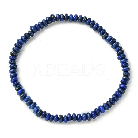 Natural Lapis Lazuli Flat Round Beaded Stretch Bracelets for Women BJEW-JB09717-05-1