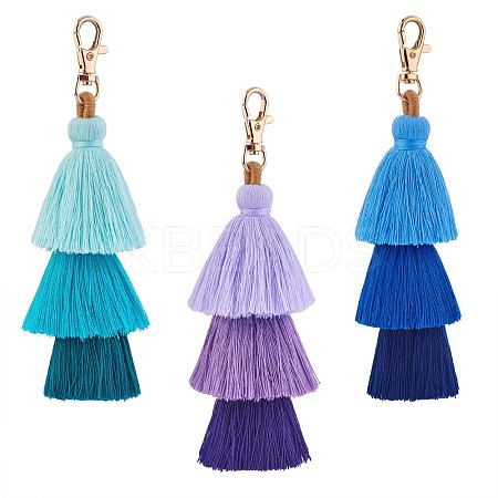 3Pcs Colorful Tassel Keychain Handmade Boho Keychain Personalized Bag Charm Tassel Keychain for Women JX282B-1