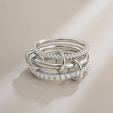 Brass Micro Pave Cubic Zirconia Finger Rings FS-WG6545E-05-1