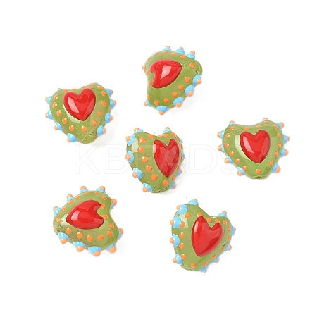 Baking Paint Glass Bumpy Beads Heart LAMP-V001-09C-1