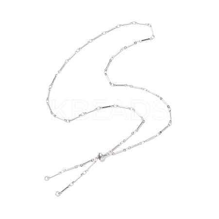 304 Stainless Steel Flat Bar Link Chain Necklace Making AJEW-JB01348-02-1