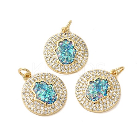 Brass Micro Pave Cubic Zirconia Pendants KK-K385-130A-G-1