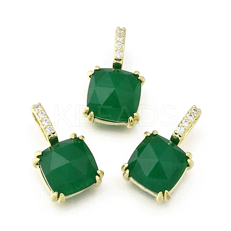 Dyed Natural Green Jade Faceted Pendants KK-U072-35G-02-1