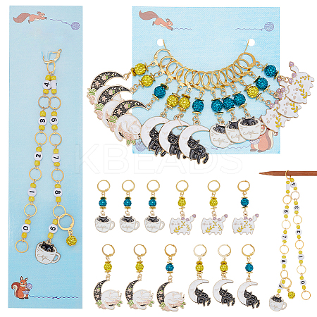 Knitting Row Counter Chains & Locking Stitch Markers Kits HJEW-AB00513-1