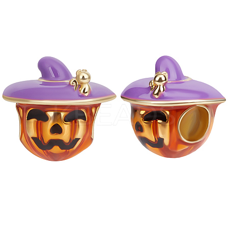 6Pcs Halloween Brass Enamel European Beads KK-BBC0015-40-1