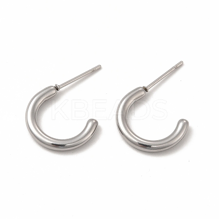 Non-Tarnish 304 Stainless Steel Ring Stud Earrings LS-EJEW-C004-12C-P-1