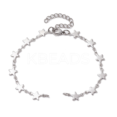 304 Stainless Steel Star Link Chain Bracelet Makings for Women AJEW-TA00028-1