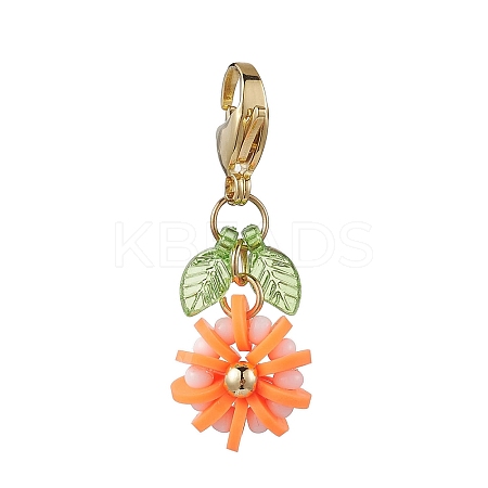 Flower Polymer Clay & Glass Pendants Decorations HJEW-MZ00327-02-1