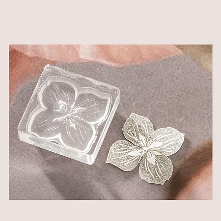4-Petal Flower Silicone Clear Stamps with Acrylic Blocks DIY-G121-07B-1