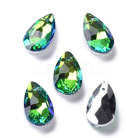 Faceted Teardrop Glass Pendants GLAA-O008-A18-1