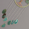 Brass Wire Wrapped Natural Green Aventurine Chips Tree of Life Pendant Decorations HJEW-D302-03-4