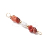Natural Mixed Stone Chip & Natural Cultured Freshwater Pearl Rice Beaded Connector Charms PALLOY-JF03707-4