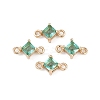 Brass Pave Glass Rhombus Links Connector Charms GLAA-Q088-001B-1