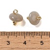 Natural Grey Agate Rondelle Charms with Rack Plating Brass Loops G-G110-05B-13-3