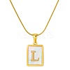 Stainless Steel Snake Bone Chain Alphabet Necklace with Shell Pendant WD3660-12-1