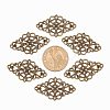 Tibetan Style Alloy Rhombus Filigree Joiners Links LS-X-TIBE-5377-AB-FF-2