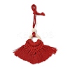 Handmade Macrame Nylon Thread Pendant Decorations with Wood Beads HJEW-P019-03C-2