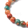 3Pcs 3 Colors Dyed Synthetic Ocean White Jade & Turquoise Beaded Stretch Bracelets for Men Women BJEW-JB12372-6