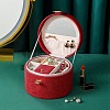 Portable Travel Round Imitation Leather Jewelry Storage Boxes for Earrings Rings Necklaces PW-WG42841-03-1