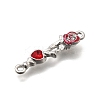 Alloy Rhinestone Rose Flower Heart Links Connector Charms FIND-D305-10P-2