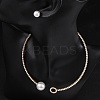 Round Plastic Imitation Pearl Stud Earrings & Cubic Zirconia Rhinestone Cuff Choker Necklaces Sets SJEW-U003-05G-2