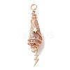 3Pcs 3 Styles Electroplated Natural Quartz Crystal Copper Wire Wrapped Pendants PALLOY-JF02586-07-3