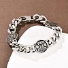 Stainless Steel Flat Round with Thor Hammer Mjolnir Link Bracelets BJEW-D379-07ASP-1