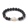 Tortoise Synthetic Turquoise & Natural Lava Rock Stretch Bracelets for Women BJEW-JB10106-06-1