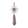 5Pcs Copper Wire Wrapped Natural Lapis Lazuli & Quartz Crystal & Rose Quartz & Green Aventurine & Amethyst Big Pendants PALLOY-JF03640-3