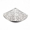 Tarnish Resistant Carved 304 Stainless Steel Fan Pendants STAS-N073-10-1