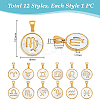 12Pcs 12 Styles Stainless Steel with Natural Shell Pendants STAS-WH0044-95-3