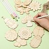 60Pcs 10 Style Spring theme Butterfly/Ladybird/Flower Unfinished Wood Pieces DIY-CJC0012-01-6