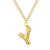 304 Stainless Steel Clear Cubic Zirconia Heart & Letter Pendant Curb Chain Necklaces for Women NJEW-FS00012-27Y-1