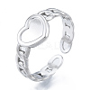 Non-Tarnish 304 Stainless Steel Heart with Chain Cuff Rings RJEW-N038-127P-1