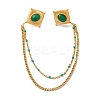 304 Stainless Steel & Dyed Stone Rhombus Hanging Chain Brooch JEWB-S021-01G-01-2