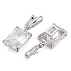 Brass Pave Cubic Zirconia Rectangle Hoop Earrings for Women EJEW-I304-28P-08-2