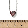 304 Stainless Steel Dark Red Cubic Zirconia Heart Pendant Necklaces for Women NJEW-Z064-04P-5