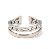 Non-Tarnish 304 Stainless Steel Double Line Open Cuff Ring for Women RJEW-I096-13P-2