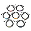 Natural Lava Rock and Non-Magnetic Synthetic Hematite Beads Braided Bead Bracelets BJEW-JB03975-10