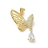 Brass Micro Pave Clear Cubic Zirconia Pendants KK-M297-01G-1