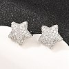 Brass Micro Pave Clear Cubic Zirconia Stud Earrings EJEW-G471-31P-01-2