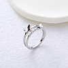 304 Stainless Steel with Rhinestone Finger Rings for Women VL8441-3-1