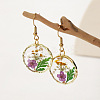 Alloy Epoxy Dried Flower Dangle Earrings FS-WGABF6D-11-1